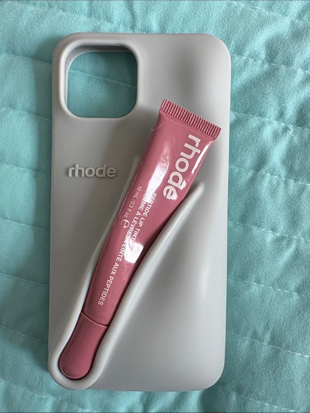 RHODE Soft-Touch Light Gray Phone Case with Integrated Grip